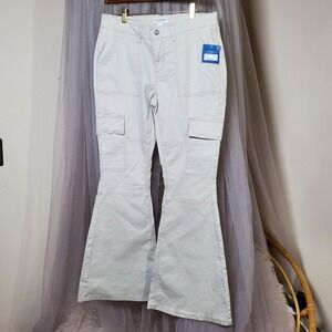 Arizona Jeans Bell Bottom Flare Safari Cargo Pants Sz 9 Khaki Fits 35x31 Y2K 90s